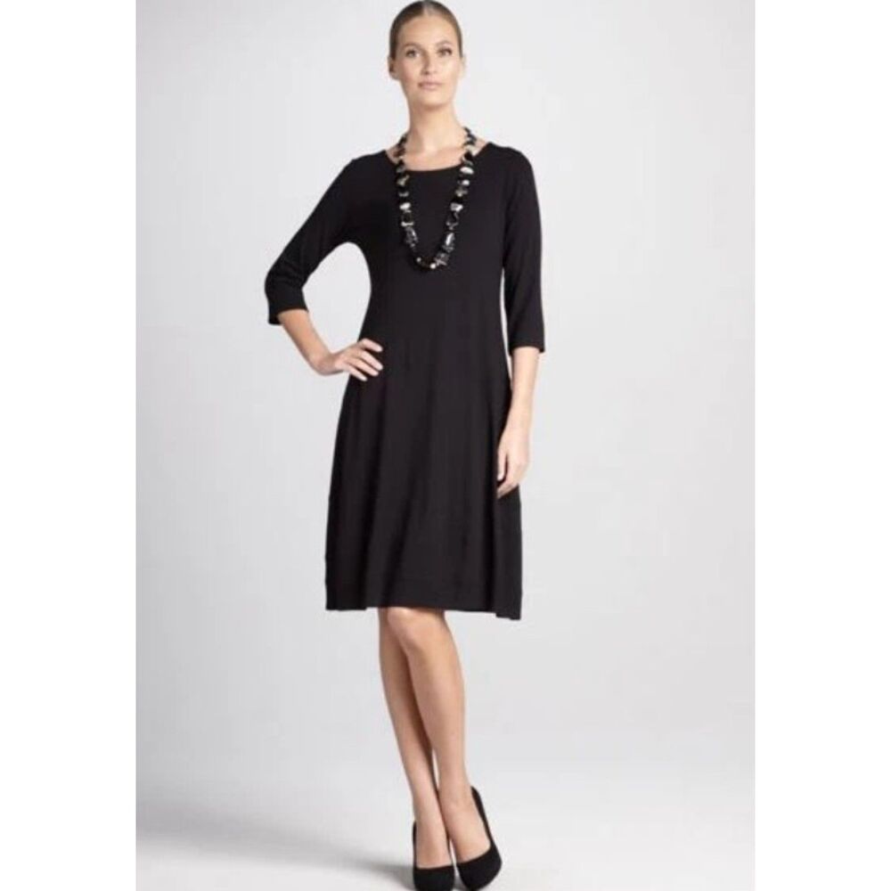 EILEEN FISHER Basic Solid Black Sz Large Stretchy… - image 1